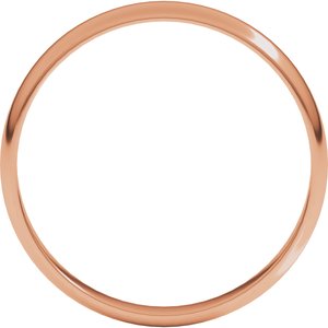 18K Yellow Or White Or Rose Gold Ultra-Lightweight Half Round Band