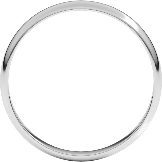 Sterling Silver Or Platinum Ultra-Lightweight Standard Fit Half Round Band