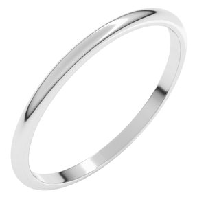 14K Yellow Or White Or Rose Gold Or Stering Silver Or Platinum Lightweight Half Round Band