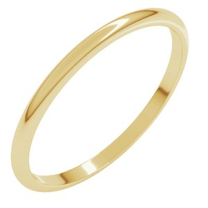 18K Yellow Or White Or Rose Gold Lightweight Half Round Band