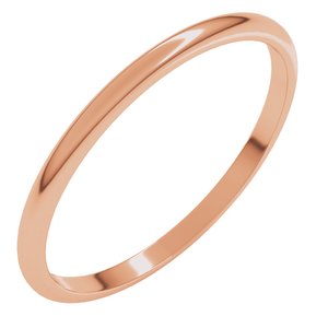 18K Yellow Or White Or Rose Gold Lightweight Half Round Band