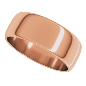 10K Yellow Or White Or Rose Gold Lightweight Half Round Band