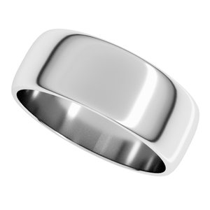 14K White Gold Or Stering Silver Lightweight Half Round Band