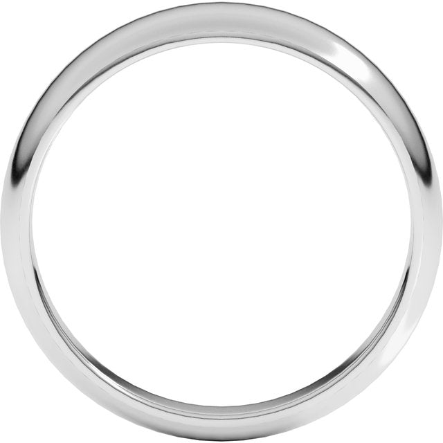 14K Yellow Or White Or Rose Gold Or Sterling Silver Or Platinum Standard Fit Half Round Tapered Band