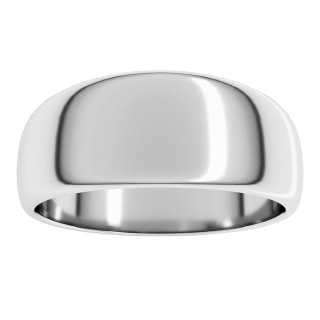 14K Yellow Or White Or Rose Gold Or Sterling Silver Or Platinum Standard Fit Half Round Tapered Band