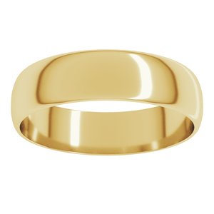 18K Yellow Or White Or Rose Gold Ultra-Lightweight Half Round Band