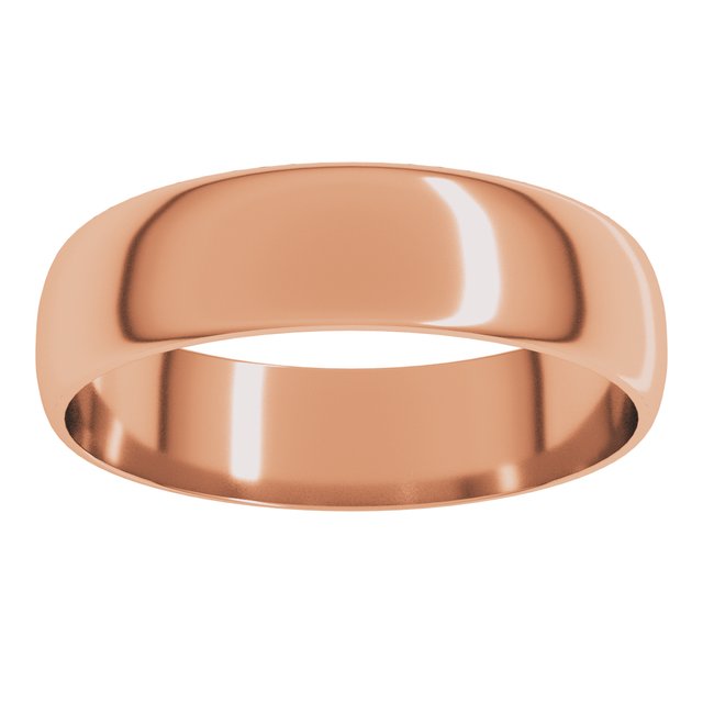 18K Yellow Or White Or Rose Gold Ultra-Lightweight Standard Fit Half Round Band