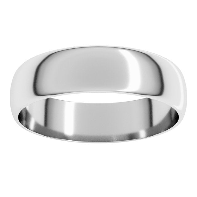 Sterling Silver Or Platinum Ultra-Lightweight Standard Fit Half Round Band