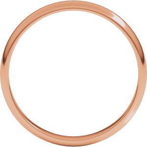 18K Yellow Or White Or Rose Gold Lightweight Half Round Band