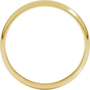 18K Yellow Or White Or Rose Gold Lightweight Half Round Band