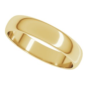 14K Yellow Or White Or Rose Gold Or Stering Silver Or Platinum Lightweight Half Round Band