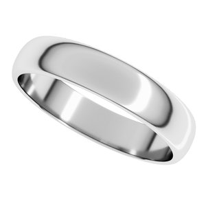 14K White Gold Or Stering Silver Lightweight Half Round Band