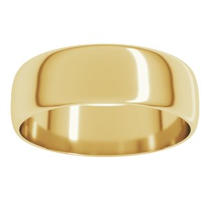 18K Yellow Or White Or Rose Gold Ultra-Lightweight Half Round Band