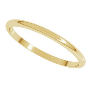 18K Yellow Or White Or Rose Gold Lightweight Half Round Band