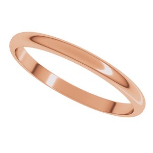 14K Yellow Or White Or Rose Gold Or Stering Silver Or Platinum Lightweight Half Round Band