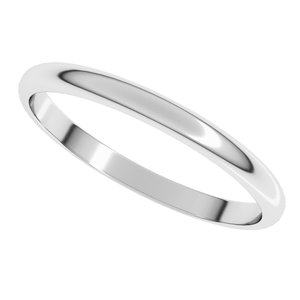 14K White Gold Or Stering Silver Lightweight Half Round Band