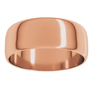 18K Yellow Or White Or Rose Gold Ultra-Lightweight Half Round Band