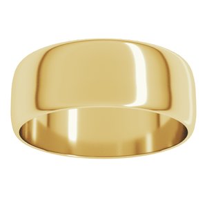 18K Yellow Or White Or Rose Gold Ultra-Lightweight Half Round Band