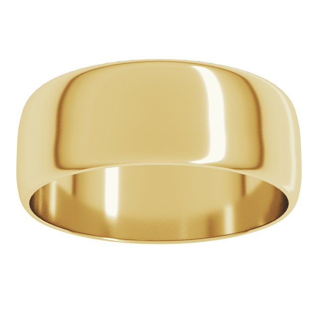 18K Yellow Or White Or Rose Gold Ultra-Lightweight Standard Fit Half Round Band