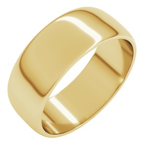 10K Yellow Or White Gold 7 Mm Standard Lightweight Half Round Light Band