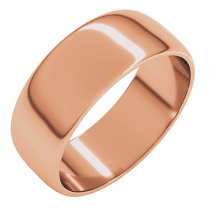 14K Yellow Or Rose Gold Or Sterling Silver 7 Mm Standard Lightweight Half Round Light Band