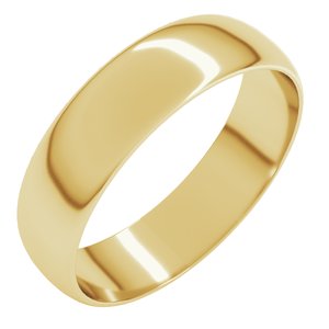 18K Yellow Or White Or Rose Gold Ultra-Lightweight Half Round Band