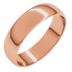 18K Yellow Or White Or Rose Gold Ultra-Lightweight Half Round Band