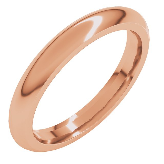 18K Yellow Or White Or Rose Gold Standard Weight Comfort Fit Half Round Band