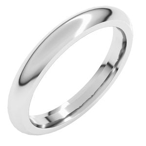 14K White Gold 3 Mm Half Round Comfort Fit Band Size 6