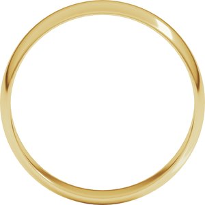 18K Yellow Or White Or Rose Gold Ultra-Lightweight Half Round Band