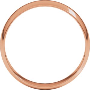 18K Yellow Or White Or Rose Gold Ultra-Lightweight Half Round Band
