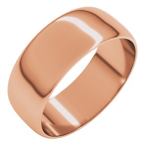 18K Yellow Or White Or Rose Gold Ultra-Lightweight Half Round Band