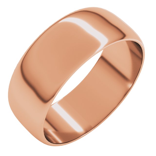 18K Yellow Or White Or Rose Gold Ultra-Lightweight Standard Fit Half Round Band