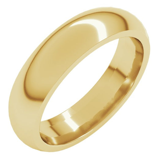 22K Yellow Or White Or Rose Gold Or Sterling Silver Standard Weight Comfort-Fit Half Round Band