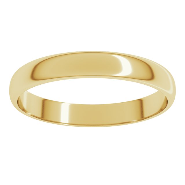 18K Yellow Or White Or Rose Gold Ultra-Lightweight Standard Fit Half Round Band