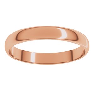 18K Yellow Or White Or Rose Gold Ultra-Lightweight Half Round Band