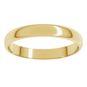 18K Yellow Or White Or Rose Gold Ultra-Lightweight Half Round Band