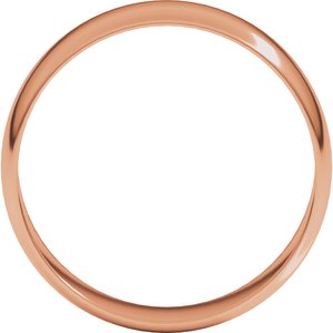 18K Yellow Or White Or Rose Gold Ultra-Lightweight Half Round Band