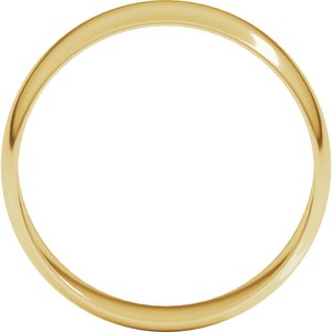 18K Yellow Or White Or Rose Gold Ultra-Lightweight Half Round Band
