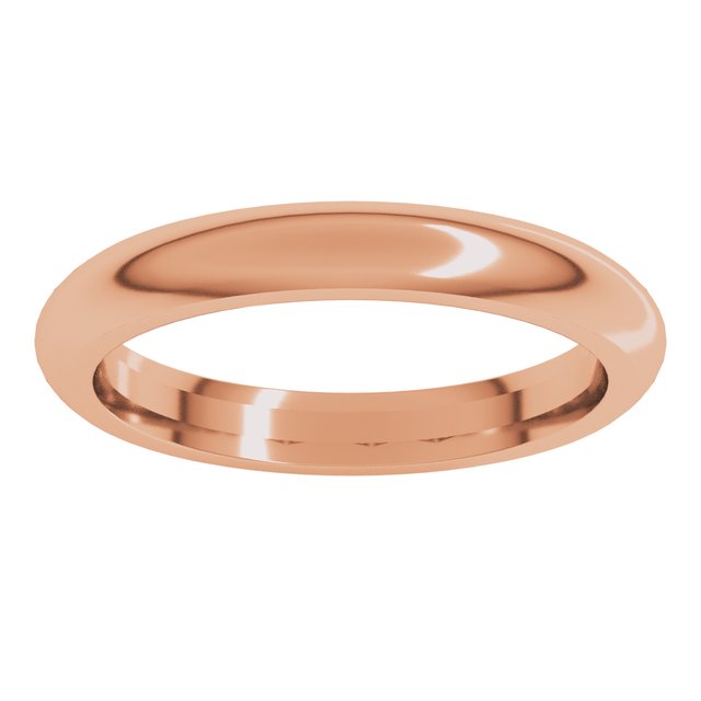 18K Yellow Or White Or Rose Gold Standard Weight Comfort Fit Half Round Band