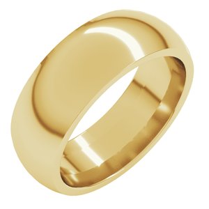 14K Yellow Gold 5.5 Mm Comfort-Fit Standard Weight Half Round Comfort Fit Band Size 14.5