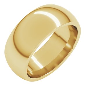 22K Yellow Gold Round 8 Mm Comfort-Fit Standard Weight Half Round Comfort Fit Band Size 10