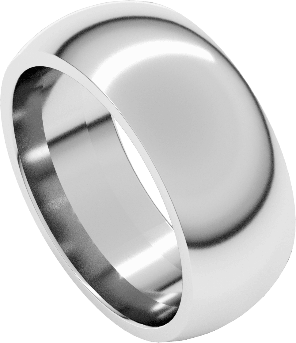 14K White Gold 8 mm Comfort Fit Standard Half Round Band Size 13