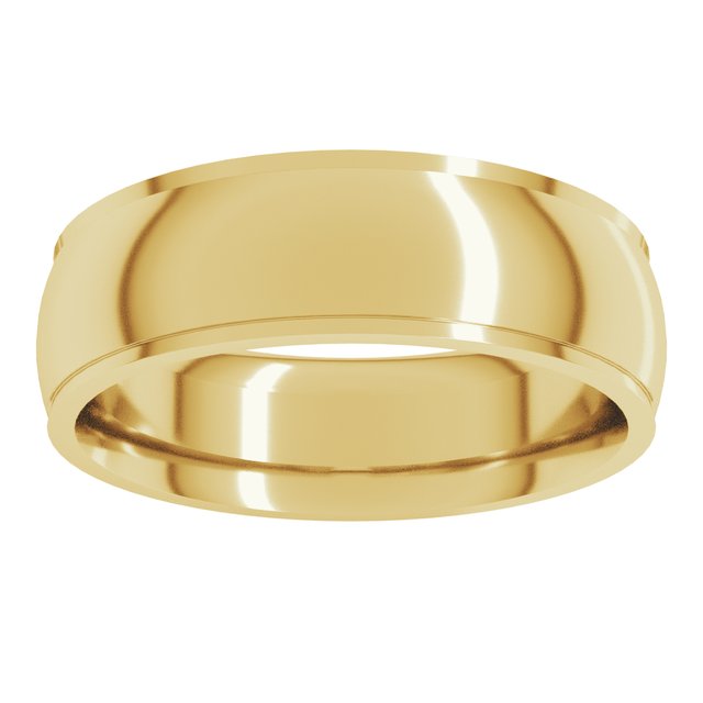 18K Yellow Or White Gold Standard Stepped-Edge Comfort-Fit Half Round Band