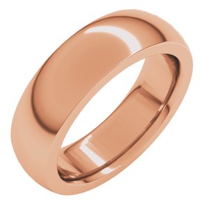 10K Rose Gold 6 Mm Comfort-Fit Heavyweight Half Round Comfort Fit Heavy Band Size 8.5