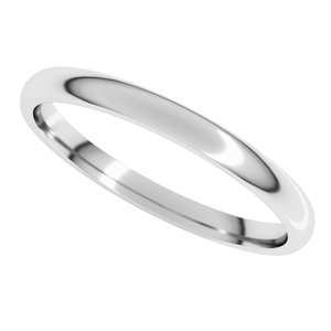14K White Gold Or Sterling Silver Lightweight Comfort-Fit Half Round Band
