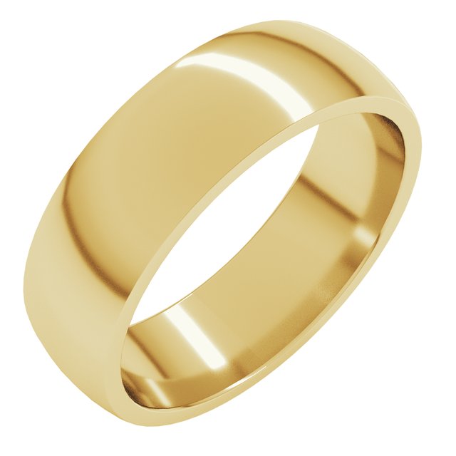 18K Yellow Or White Or Rose Gold Or Palladium Lightweight Comfort-Fit Half Round Band