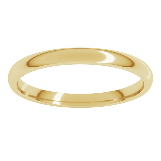 18K Yellow Or White Or Rose Gold Or Palladium Lightweight Comfort-Fit Half Round Band