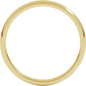 14K Yellow Gold 2 Mm Lightweight Half Round Comfort Fit Light Band Size 2.5