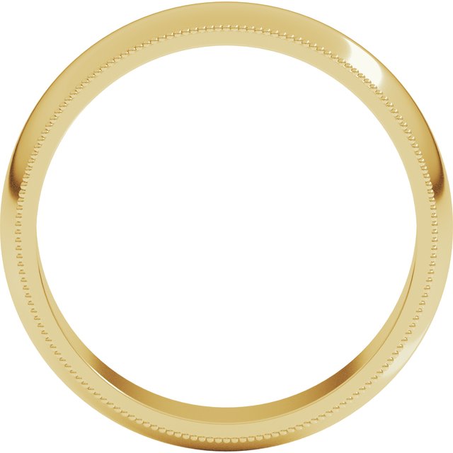 18K Yellow Gold Milgrain Standard Fit Half Round Band